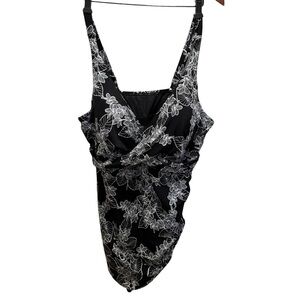 Swimsuits for All Black Floral Swimsuit Size 26